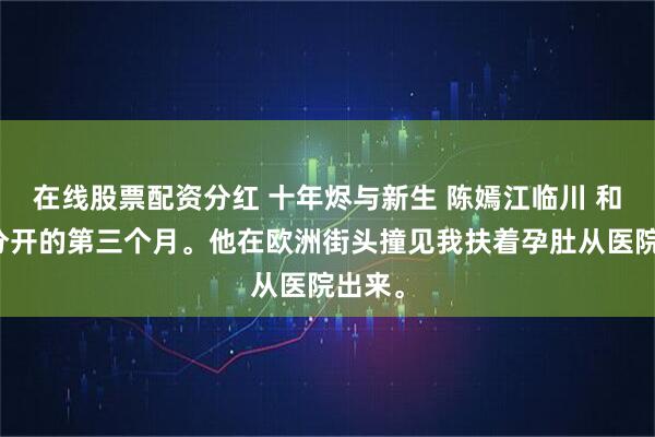 在线股票配资分红 十年烬与新生 陈嫣江临川 和金主分开的第三个月。他在欧洲街头撞见我扶着孕肚从医院出来。